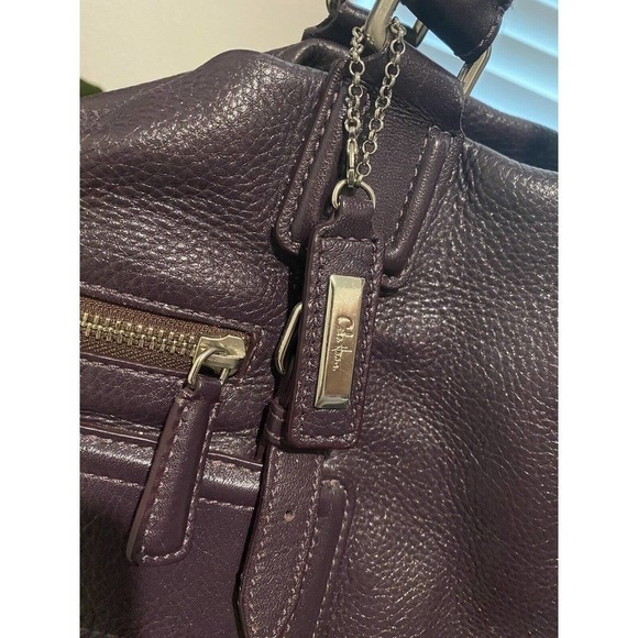 Cole Haan Gramercy Archer Purple Leather Shoulder Bag Handles Crossbody Strap - Picture 10 of 14